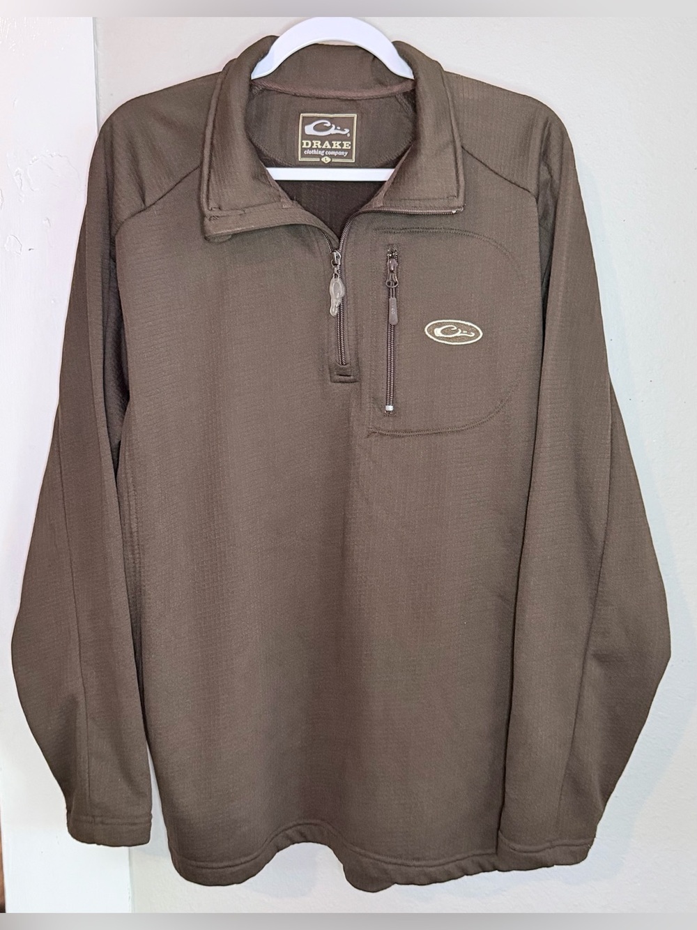 Drake Clothing Co. Brown 1/4-zip pullover men large